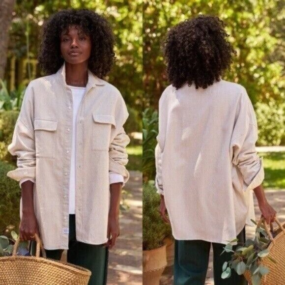 NWT Frank and Eileen McLoghlin Utility Natural Denim Oversized Shirt Size M/L - Picture 1 of 12